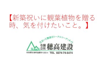 『新築祝いに観葉植物を贈る時、気を付けたいこと。』